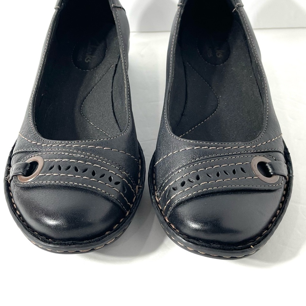 Clarks Bendables Black Leather Slip-On Shoes Size 9 - Picture 8 of 12